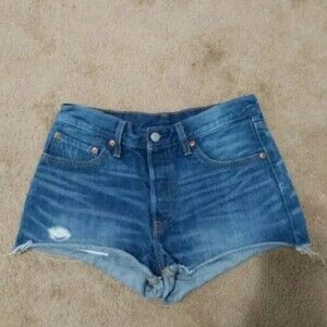 Levi's 501 High Rise Cut-Off Jean Shorts, Medium Blue Wash, Size 27